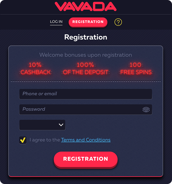 Registration Vavada